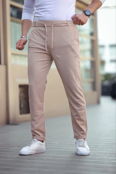 MDB Erkek Diagonel ikro Dokulu Cepli Beli astilki Pantolon  Gri - Resim 2