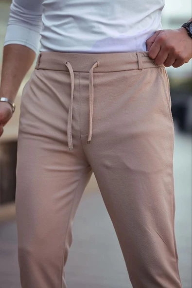 MDB Erkek Diagonel ikro Dokulu Cepli Beli astilki Pantolon  Kahverengi - Resim 3