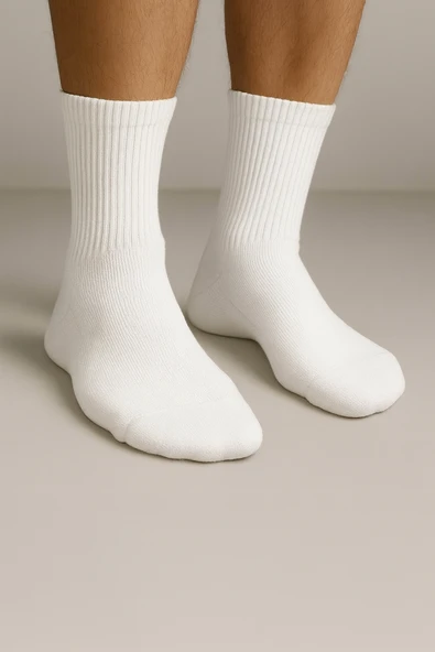 Erkek Beyaz Pamuklu Soket Çorap 5’li Paket - 2