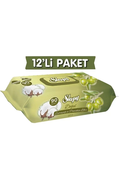 SLEEPY Sleepy Doğal Zeytinyağlı Ve Pamuklu Islak Bebek Havlusu 12x90 ürün görseli