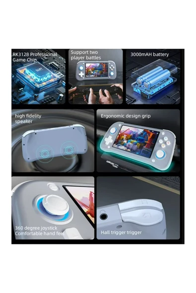 AteşTech XF43 Retro Oyun Konsolu 4.3 inç IPS Ekran 64 GB Kart 18000 Oyun EmuELEC 3000 mAh - Resim 8
