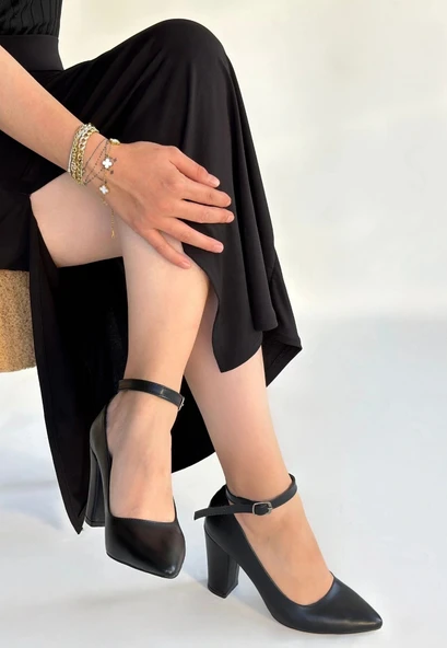 Rity Siyah Cilt Topuklu Ayakkabı - Resim 3