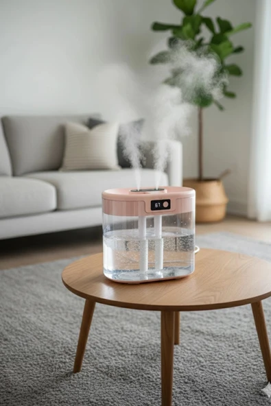 Blic Bhw-13 Pembe Digital Çift Sprey Hava Nemlendirici 1.5 Litre Kapasiteli, Ultrasonik Soğuk Buhar Makinesi ve Gece Lam - 6