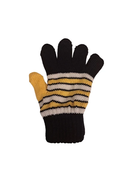 Kışlık Erkek Çocuk Eldiveni Sarı Lacivert 4-8 Yaş - Resim 2