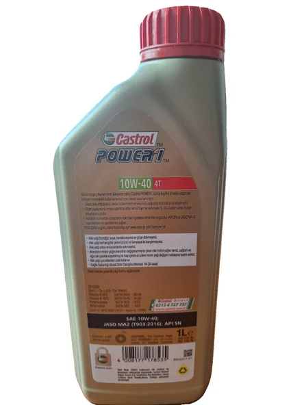 Castrol Power 1 4t 10w - 40 4 Zamanlı Motosiklet Yağı 1 L - 2