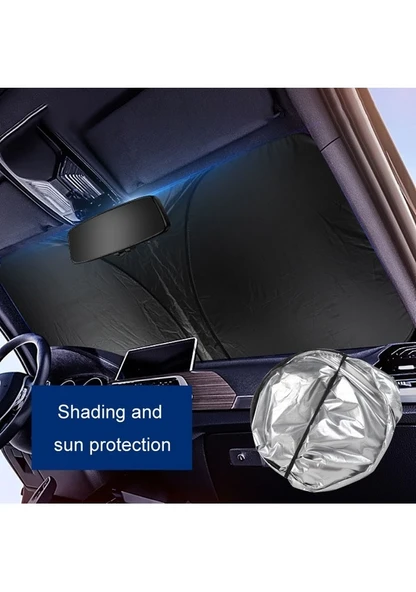 Cbtx Araba Güneşliği Yaz Ön Cam Güneş Koruyucu Isı Yalıtımı Katlanır Araba Güneşlik Perdesi 145x70 Cm Titanyum Gümüş - 5