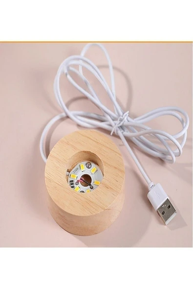 Ledli USB'li Ahşap Standlı Güneş Sistemi Küre Temalı Kristal Renkli RGB 3D Oda Masa ve Gece Lambası - 6
