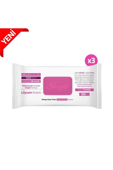 SLEEPY Sleepy Easy Clean Lilyum Buketi Yüzey Temizlik Havlusu&mendili 3x100 (300 YAPRAK) - Resim 3