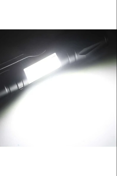 Ultra Çift Yönlü Güçlü Pilli Led El Feneri 2000 Lümen 6W Cob Led Su Geçirmez Zoomlu 3 Modlu - 3
