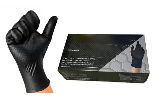 ELMAS DOKULU SİYAH KALIN HİJYENİK NİTRİL ELİDVEN LARGE 50 ADET - 4