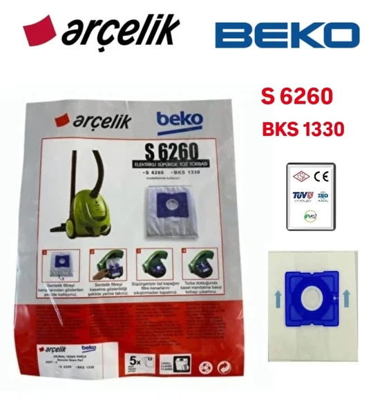 Arçelik Beko S 6260 BKS 1330 Toz Torbası 5 Adet ürün görseli