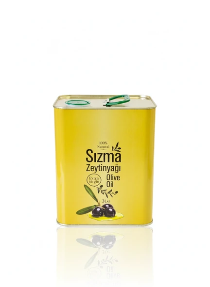 3 Lt Baskılı 6 Adet Boş Zeytinyağ - Yağ Tenekesi Kapaklı Kulplu - 2