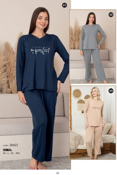 Limissi Lacivert Uzun Kollu kadın Pjamaı 26613 - Resim 2