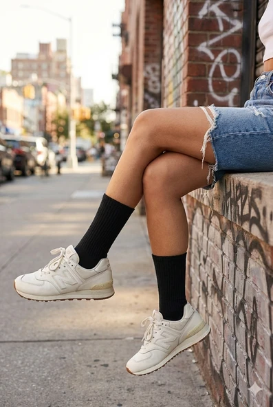 Kadın Siyah Pamuklu Soket Çorap 5’li Paket - Resim 2