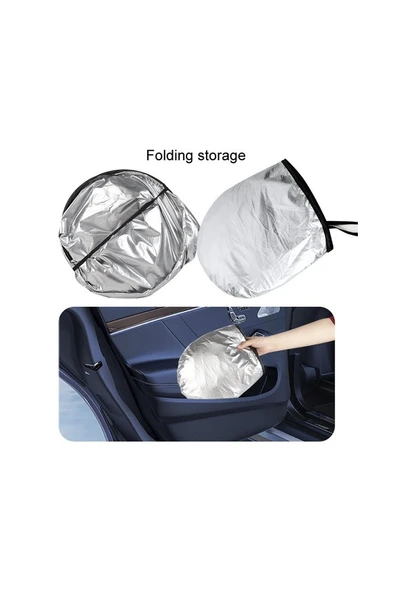 Cbtx Araba Güneşliği Yaz Ön Cam Güneş Koruyucu Isı Yalıtımı Katlanır Araba Güneşlik Perdesi 145x70 Cm Titanyum Gümüş - 2