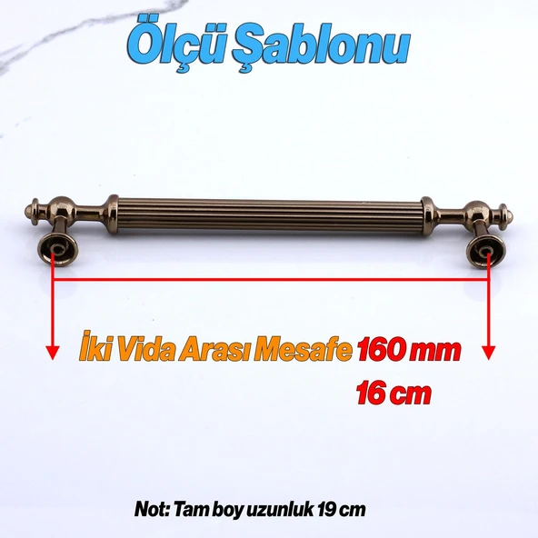 Mobilya Çekmece Mutfak Dolabı Dolap Kulpları Kulpu Kulpları Çizgili Bronz Metal Kulp 160 mm - 2