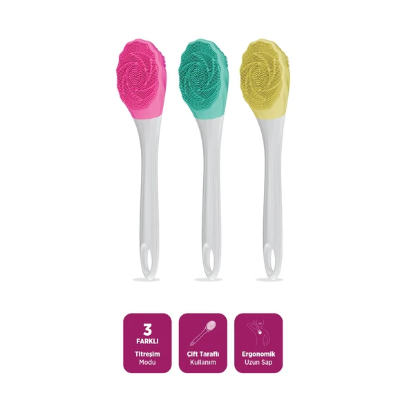 House Pratik HP87 Şarjlı Silikon Duş Fırçası 3 Mod Titreşimli Vücut Temizleme Fırçası Yeşil - 3