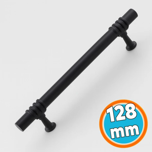 Mobilya Mutfak Çekmece Dolap Dolabı Kapak Kulbu Kulpu Kulpları (128 mm - 12.8 cm) Siyah Metal ürün görseli