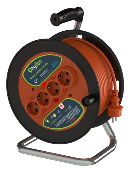 BYLION PMK-50325-F PLS BOBİN Ã˜280 IP20 F TYPE (SCHUKO) 3G2,5 50M TURUNCU KABLO ürün görseli 1