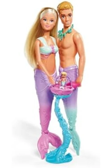 STOREMAX Steffi Love Mermaid Family giydirilebilir oyuncak bebekler, hamile deniz kızı ve damat - 2