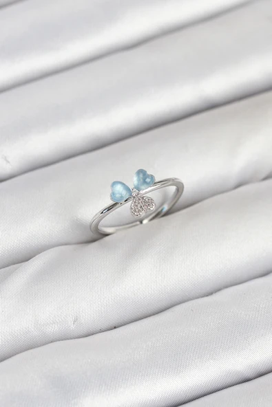 Pirinç Gümüş Renk Yonca Model Kadın Yüzük - TJ-BYK3859