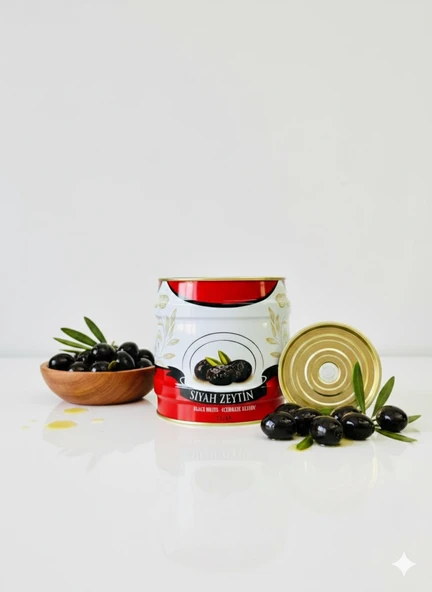 2 Kg Baskılı 4 Adet Boş Zeytin Tenekesi Siboplu Kapaklı