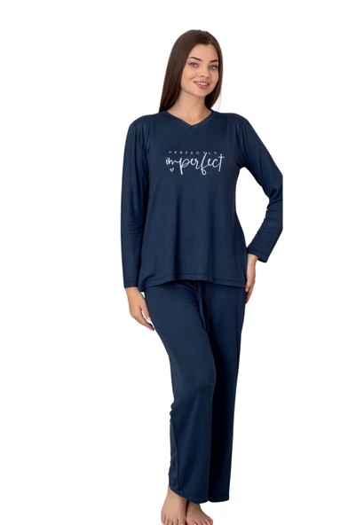 Limissi Lacivert Uzun Kollu kadın Pjamaı 26613 ürün görseli