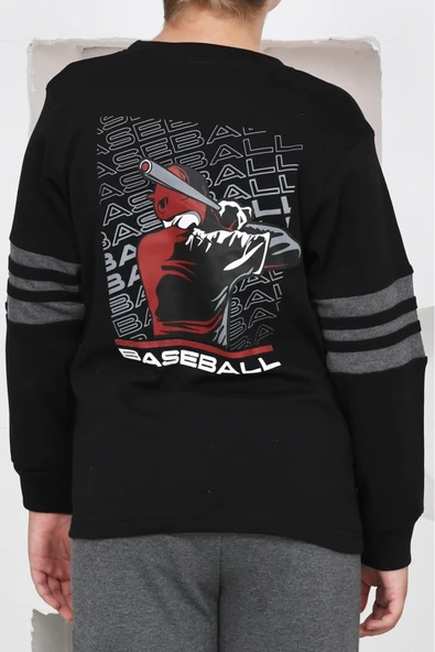 Erkek Çocuk Arkası Baskılı %100 Pamuk İnterlok Kumaş Pijama Takımı 12348 - Resim 12