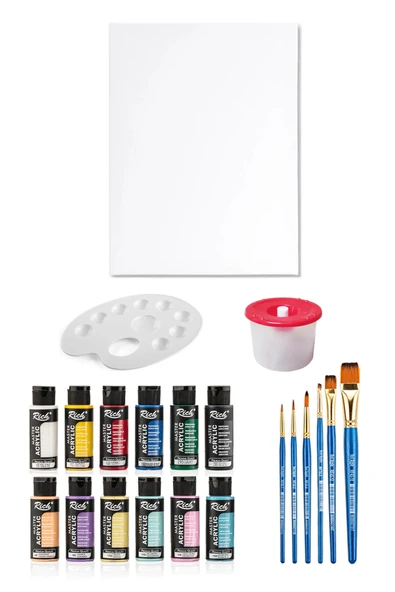 Mastermix Akrilik Boya Seti 60 Cc 6 Ana Renk 6 Pastel Renk Tuval Seti 35x50 Tuval Boyama Seti ürün görseli