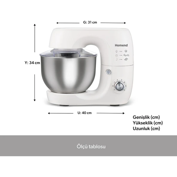 Profashion 3082H Stand Mikser Krem 5.2 Litre - Resim 3