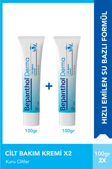 BEPANTHOL Bepanthol Cilt Bakım Kremi 100 gr 2li Paket L Tüm Cilt Tiplerine Uygun, - El ve Günlük Yüz Bakım, Vücut Bakım