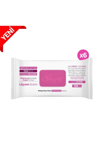 SLEEPY Sleepy Easy Clean Lilyum Buketi Yüzey Temizlik Havlusu&mendili 6x100 (600 YAPRAK) - Resim 3