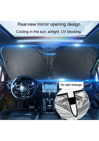 Cbtx Araba Güneşliği Yaz Ön Cam Güneş Koruyucu Isı Yalıtımı Katlanır Araba Güneşlik Perdesi 145x70 Cm Titanyum Gümüş - 6