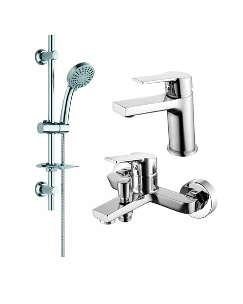 Creavit Luna Lavabo Banyo Batarya Seti ve SH425 Aria 5 Fonksiyonlu Sürgülü El Duş Seti Krom ürün görseli