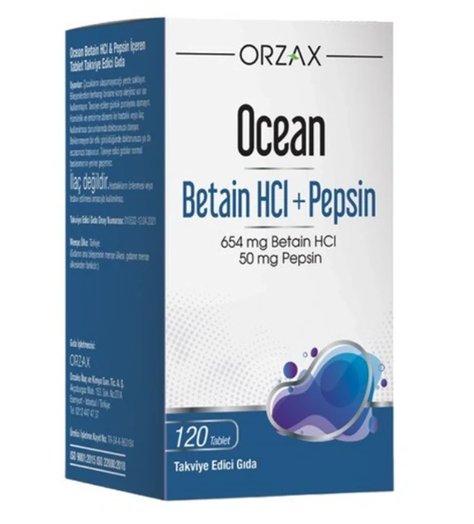 Ocean Betain HCI+ Pepsin Takviye Edici Gıda 120 Tablet ürün görseli