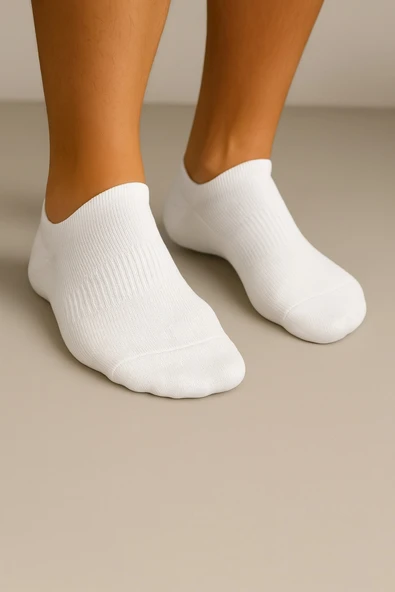 Erkek Beyaz Pamuklu Patik Çorap 5’li Paket - 2