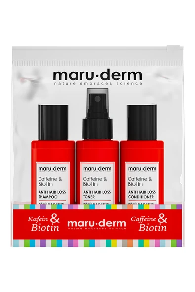 Maruderm Saç Dökülme Karşıtı Seyahat Boy Bakım Seti 3’lü (100ML X 3) | Sülfatsız | Tuzsuz | Vegan