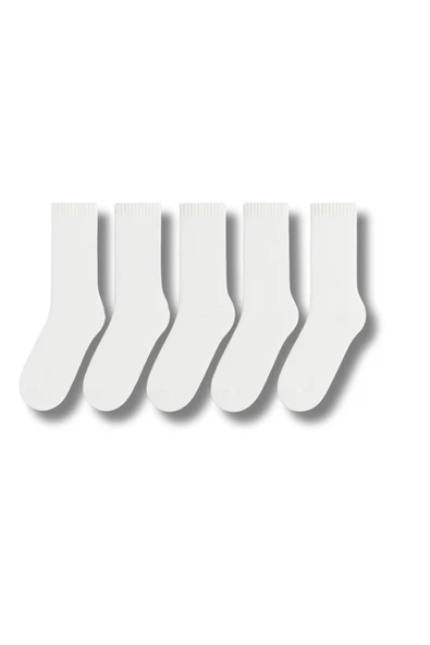 Erkek Beyaz Pamuklu Soket Çorap 5’li Paket