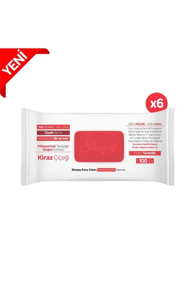 SLEEPY Sleepy Easy Clean Kiraz Çiçeği Yüzey Temizlik Havlusu&mendili 6x100 (600 YAPRAK) - Resim 3