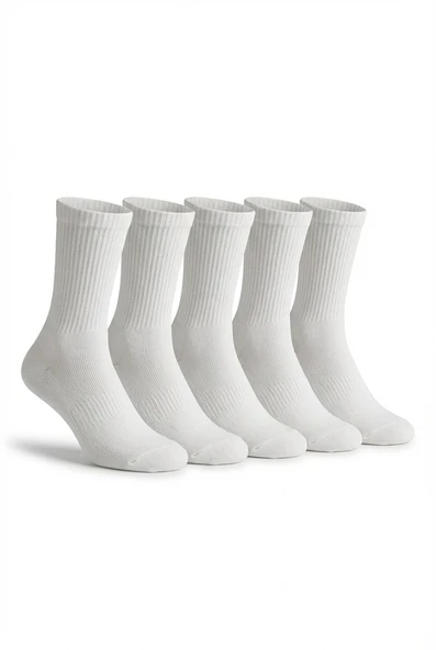 Kadın Beyaz Pamuklu Soket Çorap 5’li Paket ürün görseli 1