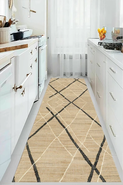 Dijital Baskı İskandinav Halı, Hasır Görünümlü Halı, Makinede Yıkanabilir Salon Halısı Yolluk - Resim 4