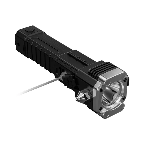 House Pratik HP71 Acil Durum El Feneri 4 Modlu Powerbank & Cam Kırma Çekici Type-C Şarjlı Siyah - 4