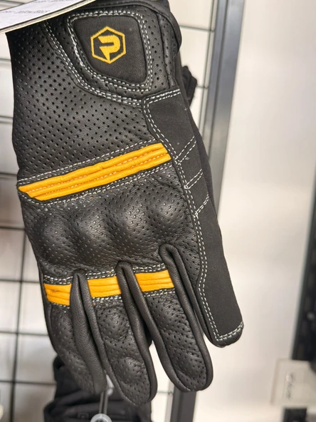PROSEV DERİ GLOVE 027 MOTORCU ELDİVENİ SARI SIYAH