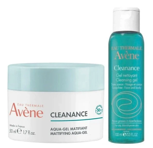 Avene Cleanance Matlaştırıcı 50 ml + Karma ve Yağlı Ciltler İçin Temizleme Jeli 100 ml