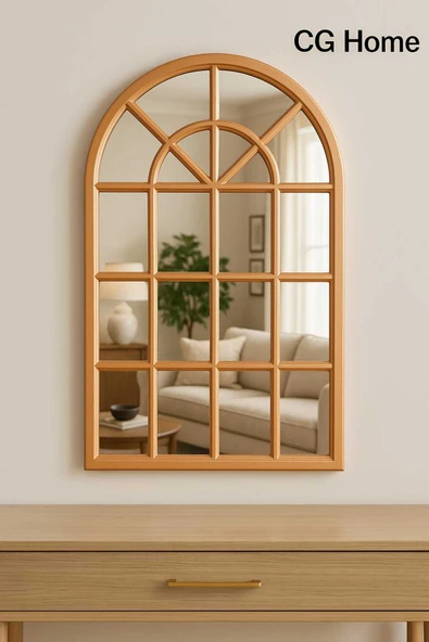 CG HOME Pencere Model, Ayna, Duvar Aynası, Salon Aynası, Dressuar Aynası, Ahşap Lake Boyalı, Bronz ürün görseli