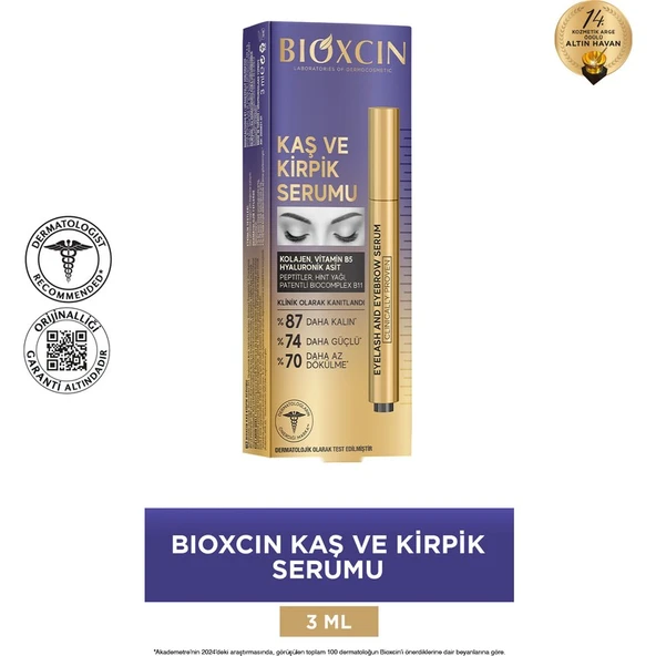 Bioxcin Kaş Kirpik Serumu - Kolajen Hyaluronik Asit Hint Yağı Keratin Peptidleri B5 Biocomplex B11 ürün görseli