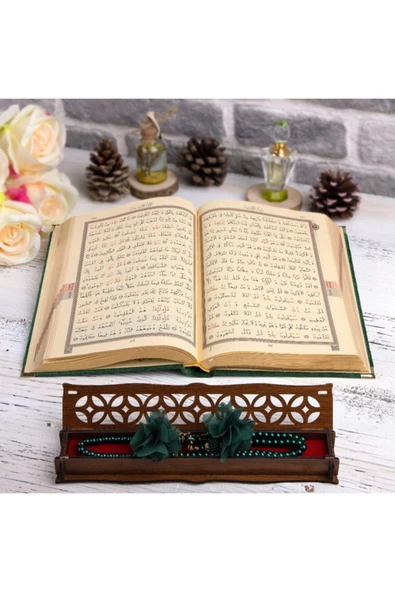 Hediyelik Kur'an-ı Kerim Raşel Yeşil Orta B. Tespihli Ah.kutu - Resim 3