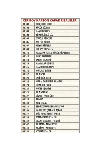 Risale-i Nur Külliyatı'ndan Cep Boy 12 Cm Karton Kapak Set 31 Kitap - Resim 2