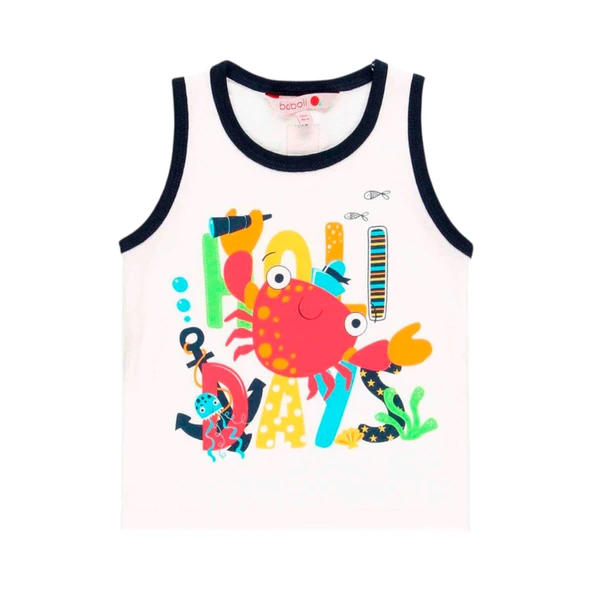 Erkek Çocuk Yengeç Baskılı Atlet Beyaz ürün görseli 1