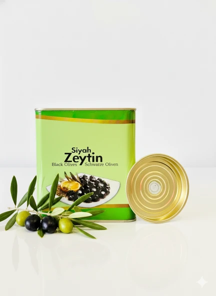 3 Kg Baskılı 4 Adet Boş Zeytin Tenekesi Siboplu Kapaklı